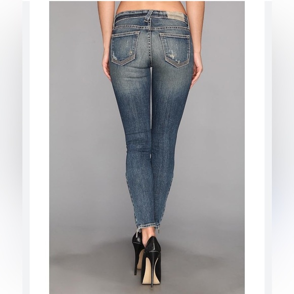 Elizabeth and James Textile Skinny Jeans Distressed Raw Hem Blue Boho Casual - Picture 1 of 9